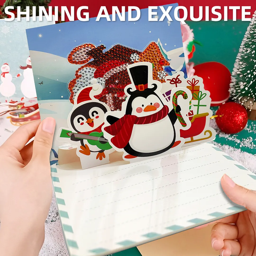 6pcs Christmas DIY Diamond Painting Greeting Card Kits with Envelopes Diamond Art Greeting Cards Diamond Art Cards Kits for Adults DIY Crafts Family Friend Gifts