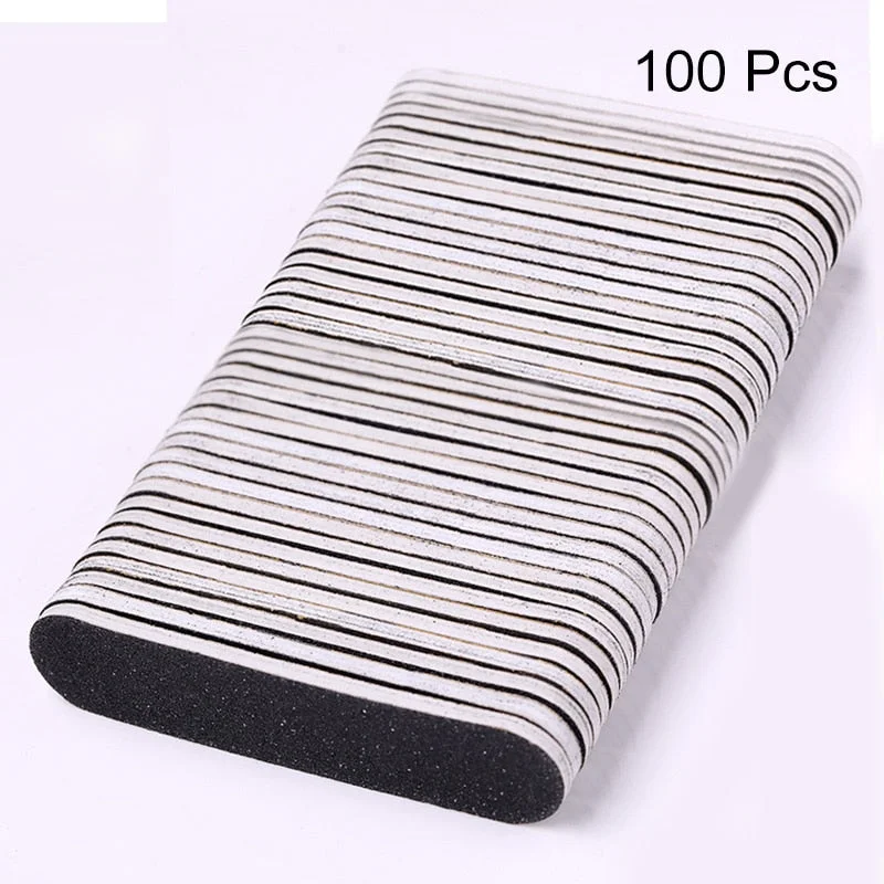 100/50/20/10/5/1pcs Black Professional Mini Nail Files Set Washable Grinding Polishing Sanding Block Nail Art Manicuring Tools-Nail Inspo