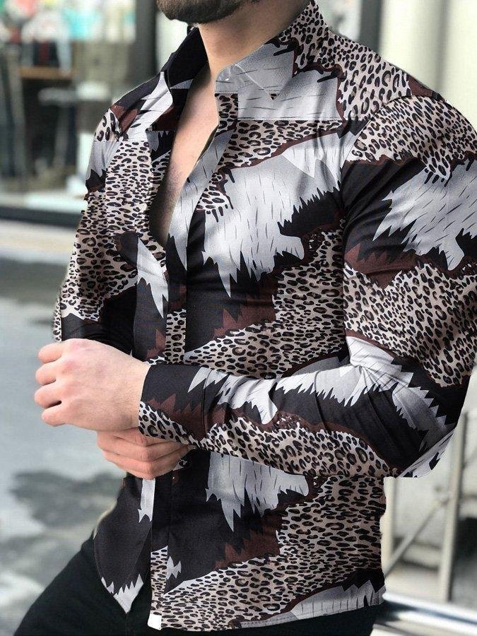 Leopard Statement Shirt Collar Shirts & Tops