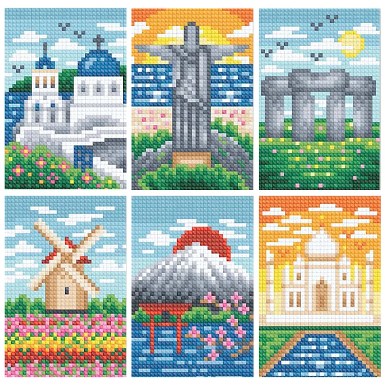 【Mini Set】6pcs Scenic Spots 14*18CM (Canvas) Square Drill Diamond Painting gbfke