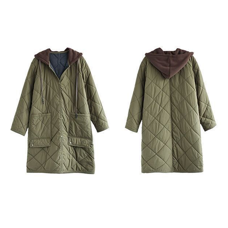 Toloer Oversized 4xl Hooded Single-breasted Big Pocket Mid Length Women Coats Vintage Lightweight Warm Outwear New Loose Jackets