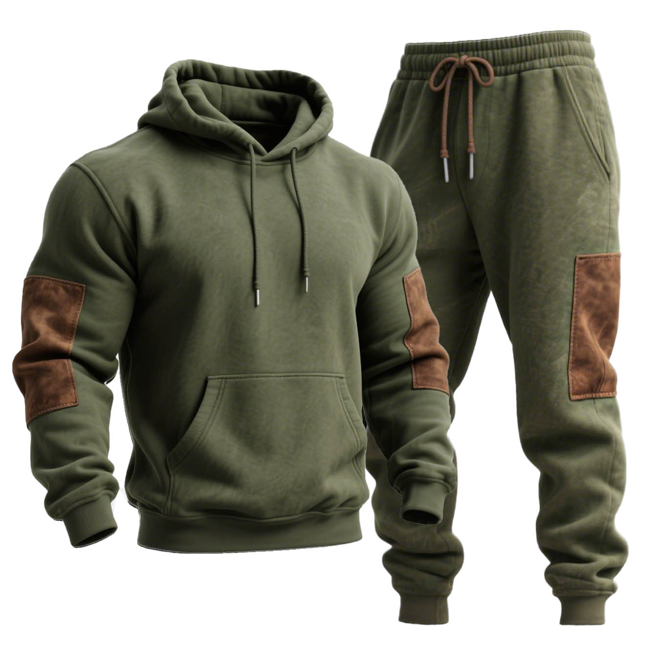 Olive Green Hoodie and Sweatpants Set