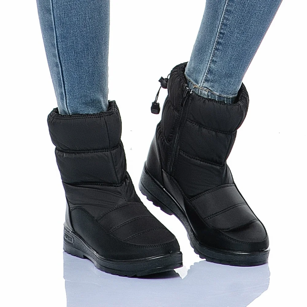 Winter Boots Women Plush Warm Ankle Boots Women WaterProof Snow Female Shoes Zipper Casual Flats Botas De Mujer