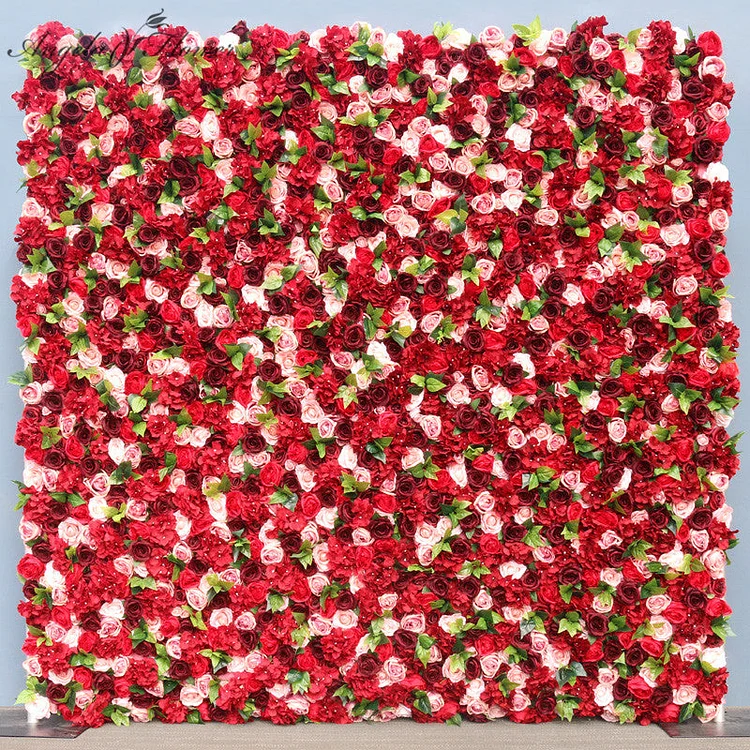 A614 A5093 5D Red Cloth Floral Wall Wedding Backdrop Decor
