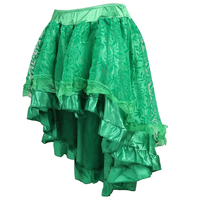 Billionm Skirts Womens Burlesque Corset Skirt High Waist Multilayer Lace Victorian Costumes Gothic Steampunk Skirt Matching Corset Black