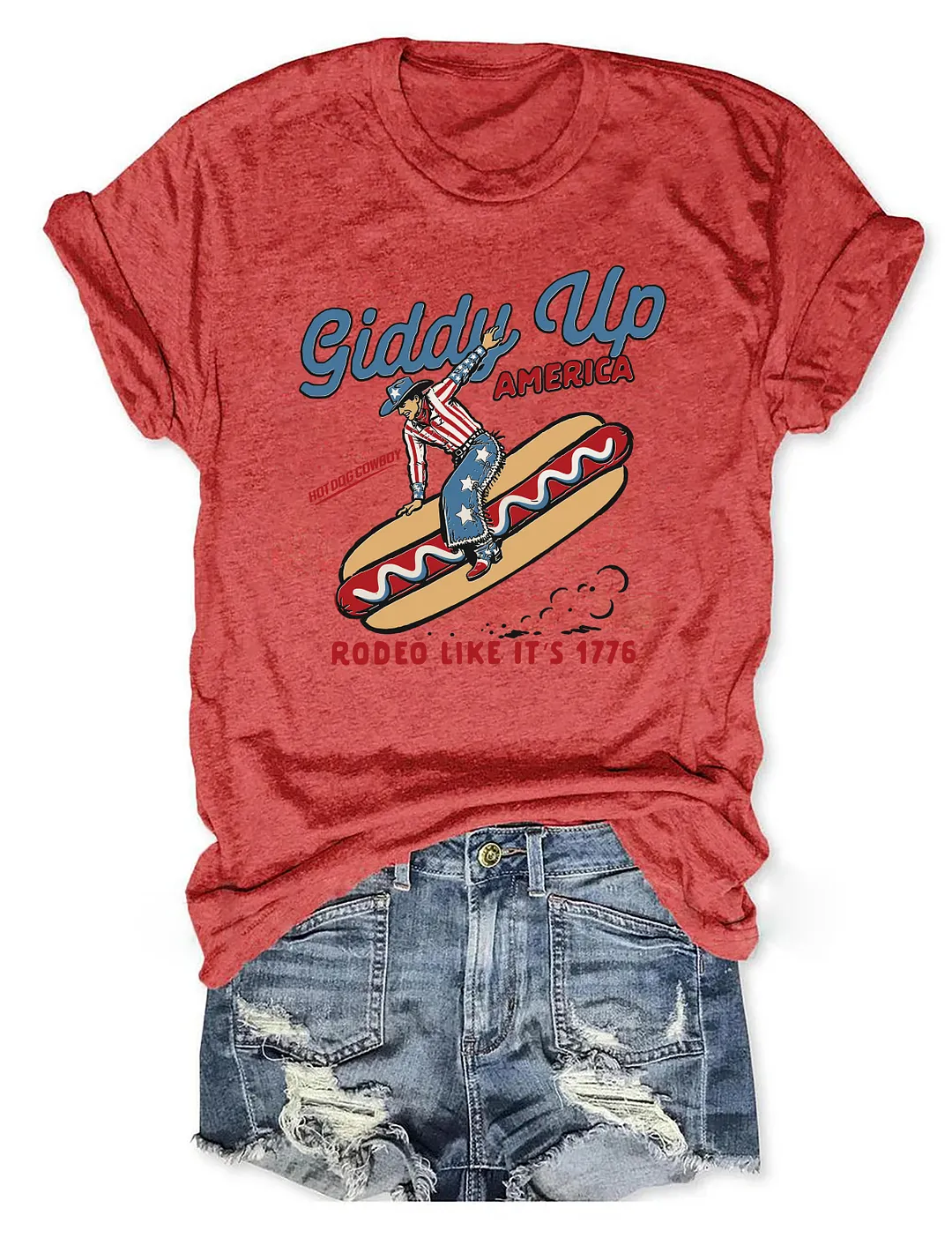 Giddy Up America Cowboy Hot Dog T-shirt