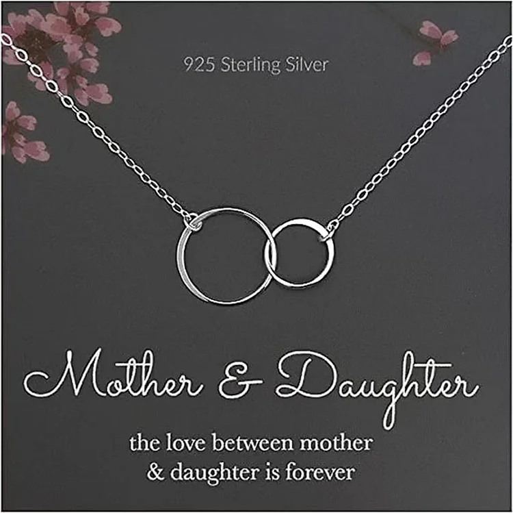 S925 The Love Between Mother & Daughter is Forever Two Circle Necklace