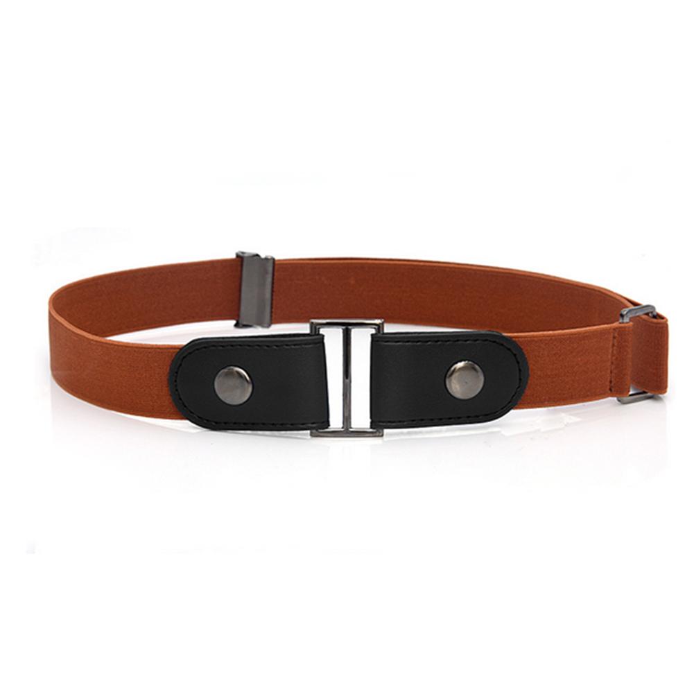 

Leather Slim Elastic Waist Belt Invisible Buckle-Free Band Unisex (Coffee), 501 Original