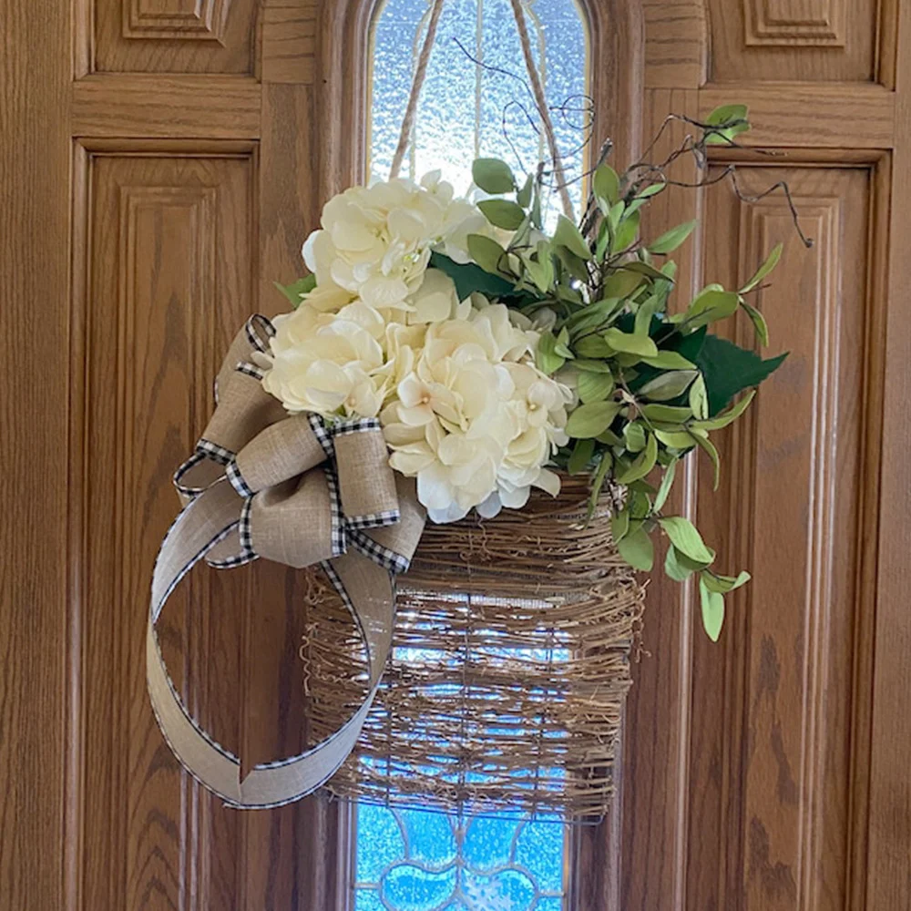 Spring Simulation Holiday Decoration Cream Hydrangea Flower Basket