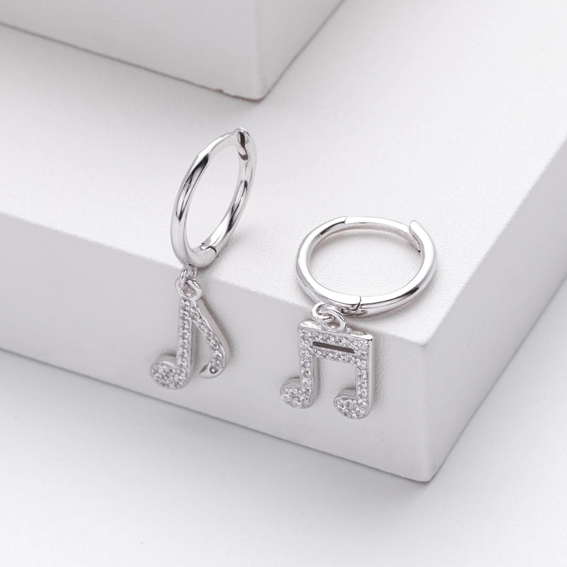 1 Pair 925 Sterling Silver Zircon Notes Drop Earrings