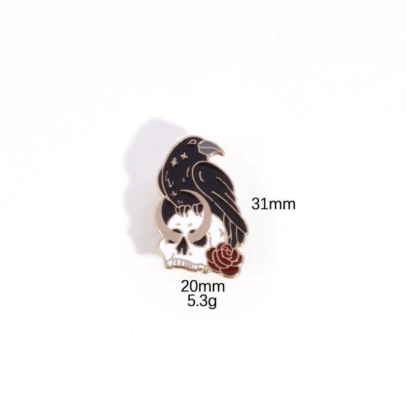Retro IG Style Pin Crow Flower Alloy Unisex Brooches