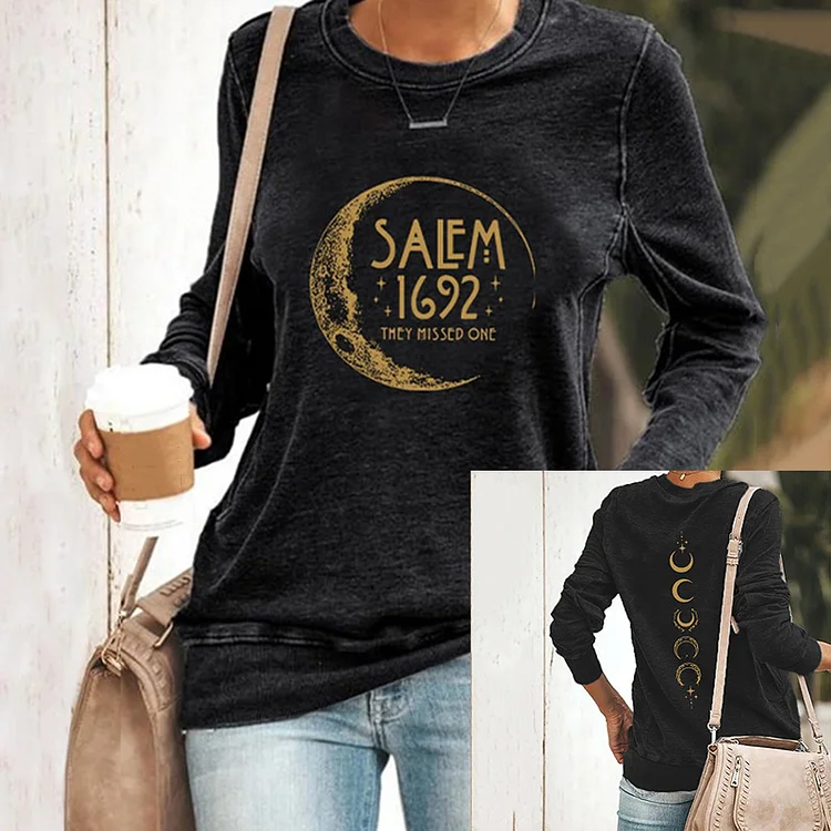 VChics Halloween Salem 1692 They Missed One Print Casual Sweatshirt