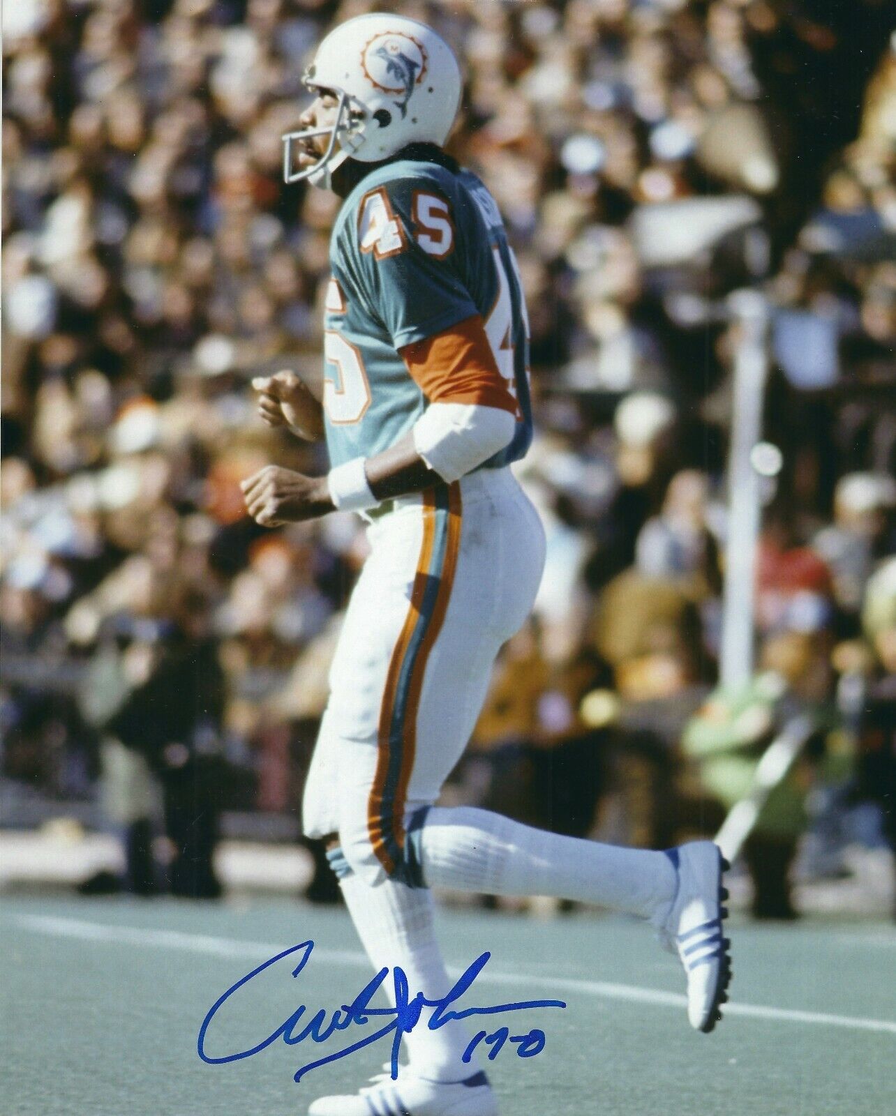 Signed 8x10 CURTIS JOHNSON Miami Dolphins Autographed Photo Poster painting - w/COA