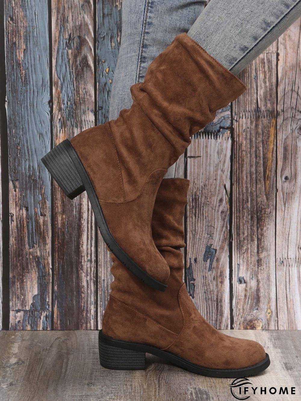 Faux Suede Slip On Slouchy Boots | IFYHOME