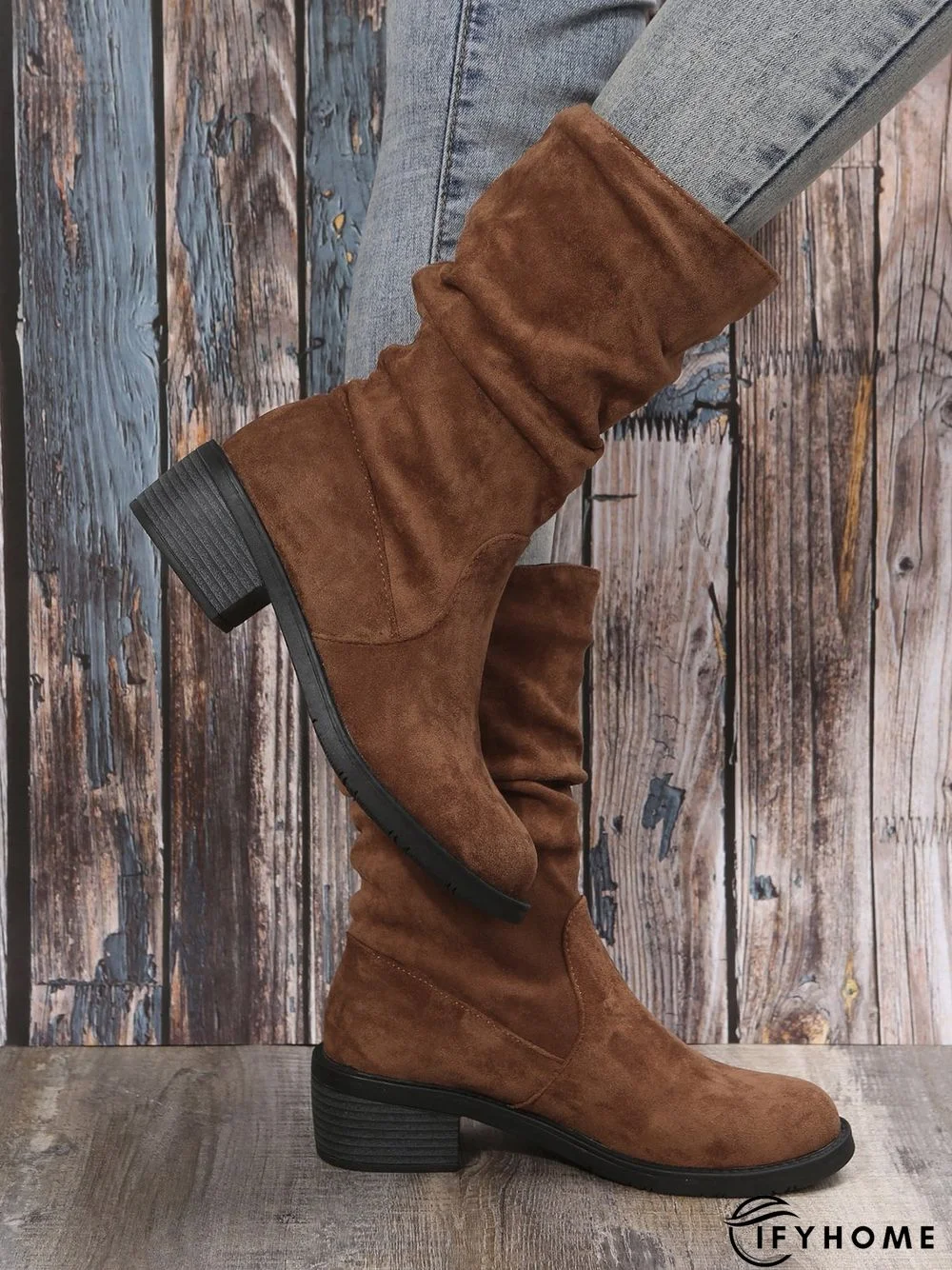 Faux Suede Slip On Slouchy Boots | IFYHOME