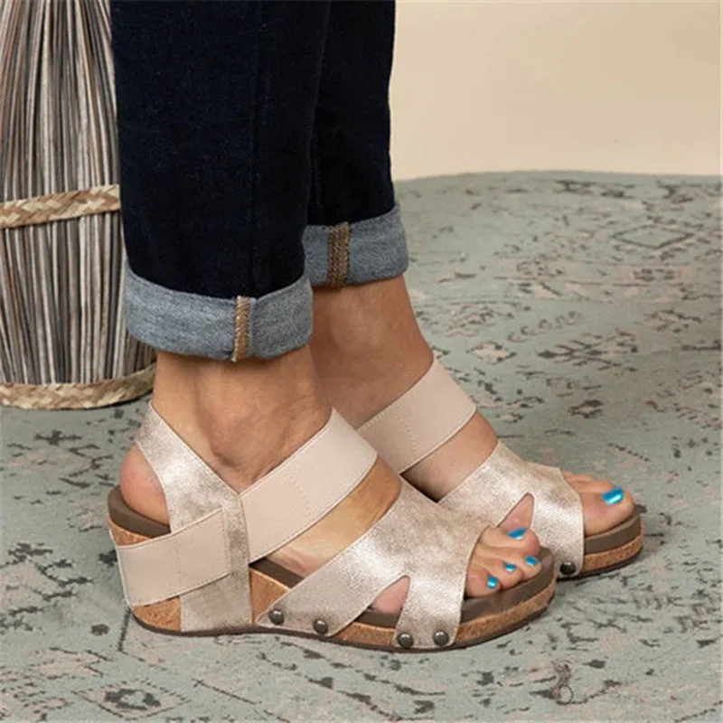 Women Comfy Slip-on Wedge Sandal