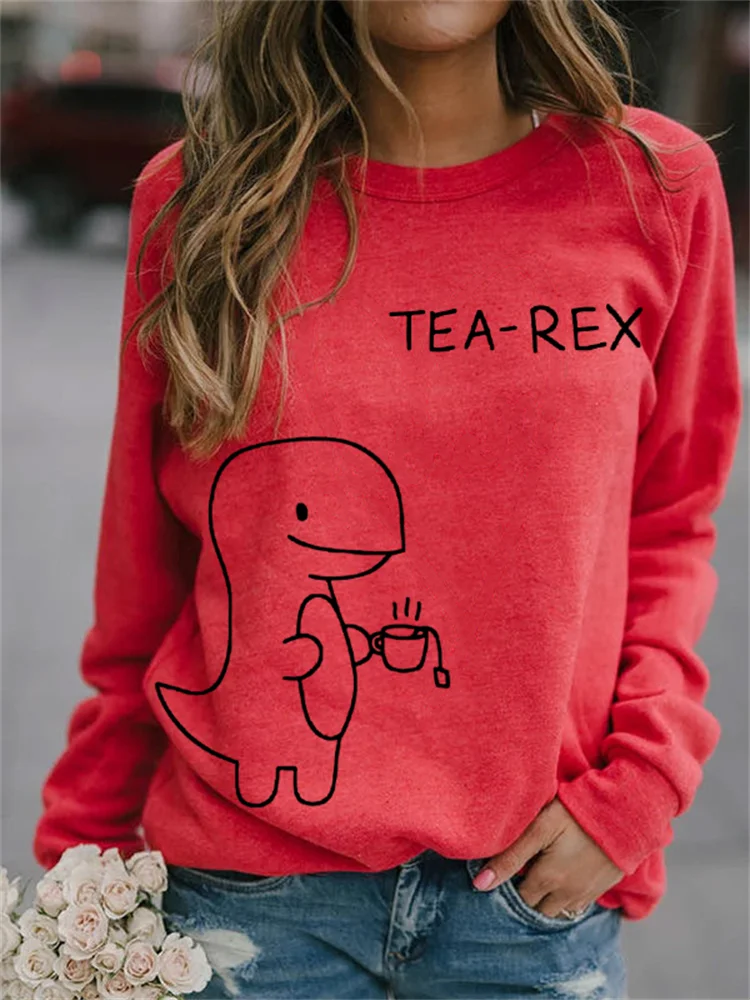 Tea Rex Funny Puns Tea Lover Sweatshirt