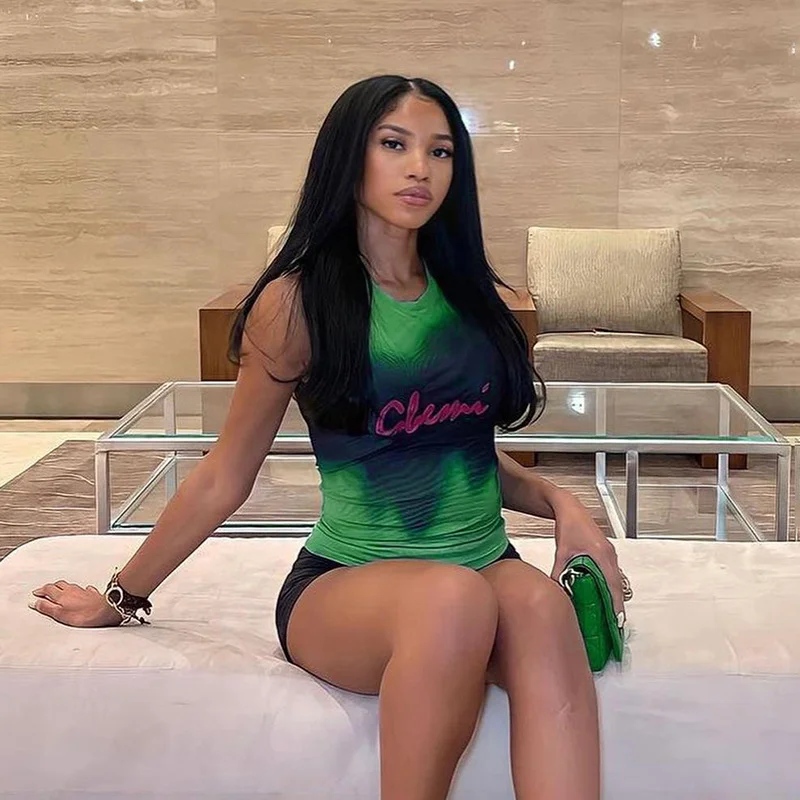 Brownm Women's Sleeveless Summer T-Shirt 2024 Summer New T-Samped Letter Printed Sleeveless Small Vest