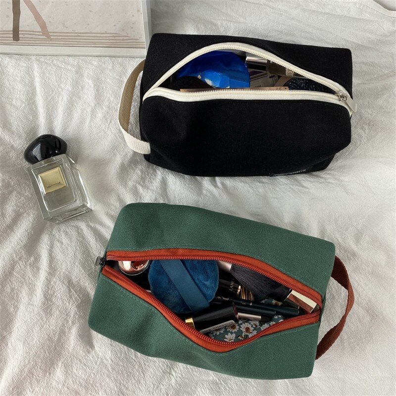 1 Pc Korean Style Women Cosmetic Bag Travel Canvas Makeup Bag Pouch Large Makeup Organizer Handbag Bolsa Feminina US Mall Lifes