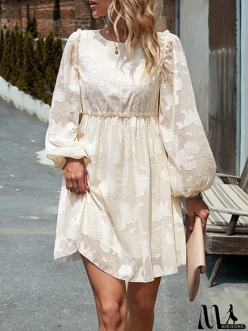 MidiSono - Ruffle Trim Balloon Sleeve Mini Dress