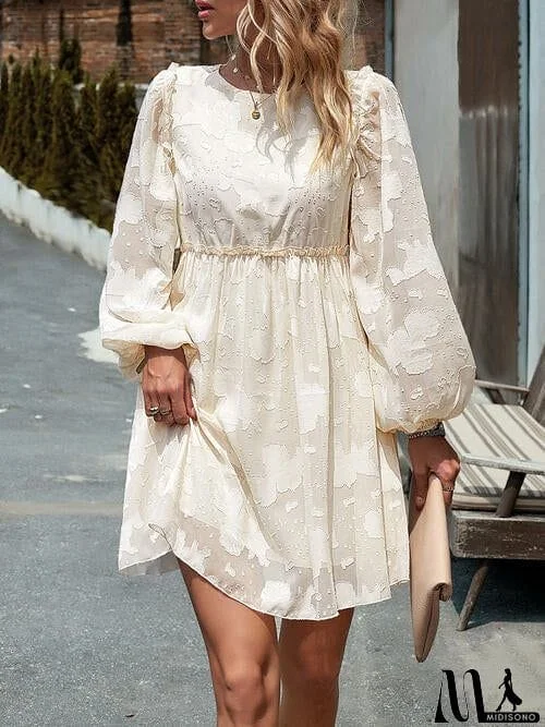 MidiSono - Ruffle Trim Balloon Sleeve Mini Dress