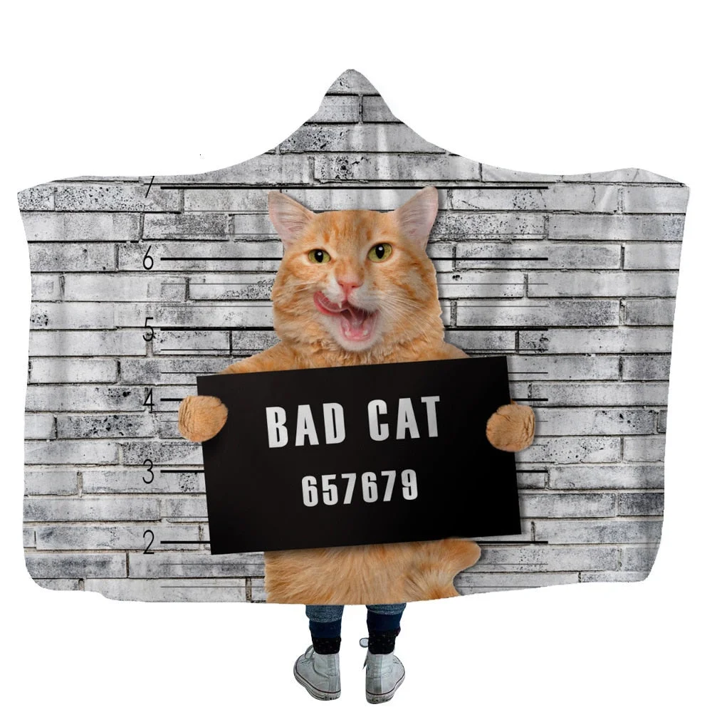 Hooded Blanket 3D Printed Bad Animals For Adults Childs Sherpa Fleece Hoodie Blanket Microfiber Warm Throw Blanket For Home Sofa