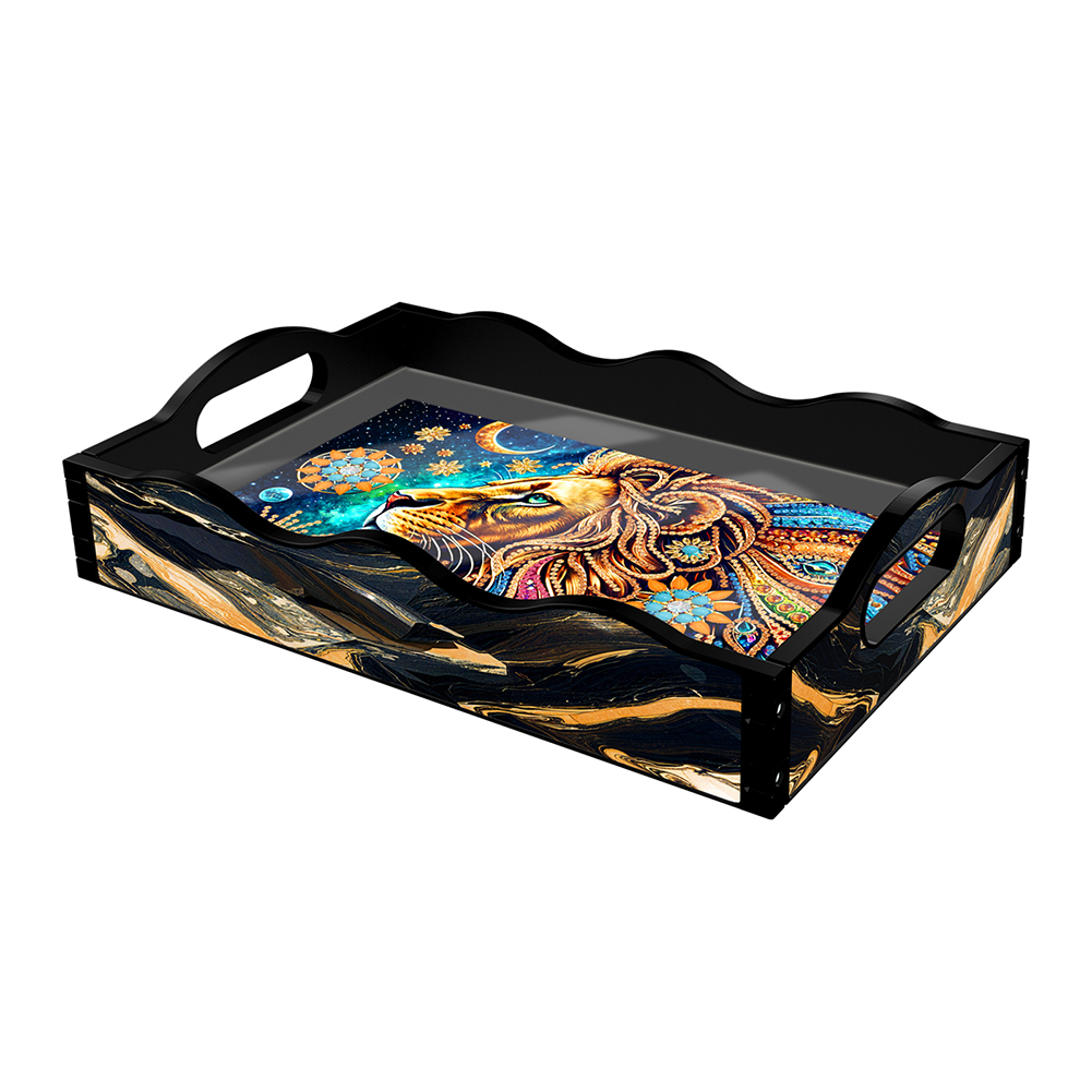 Acrylic Lion 5D Diamond Painting Serving Tray Art Craft for Home Decoration