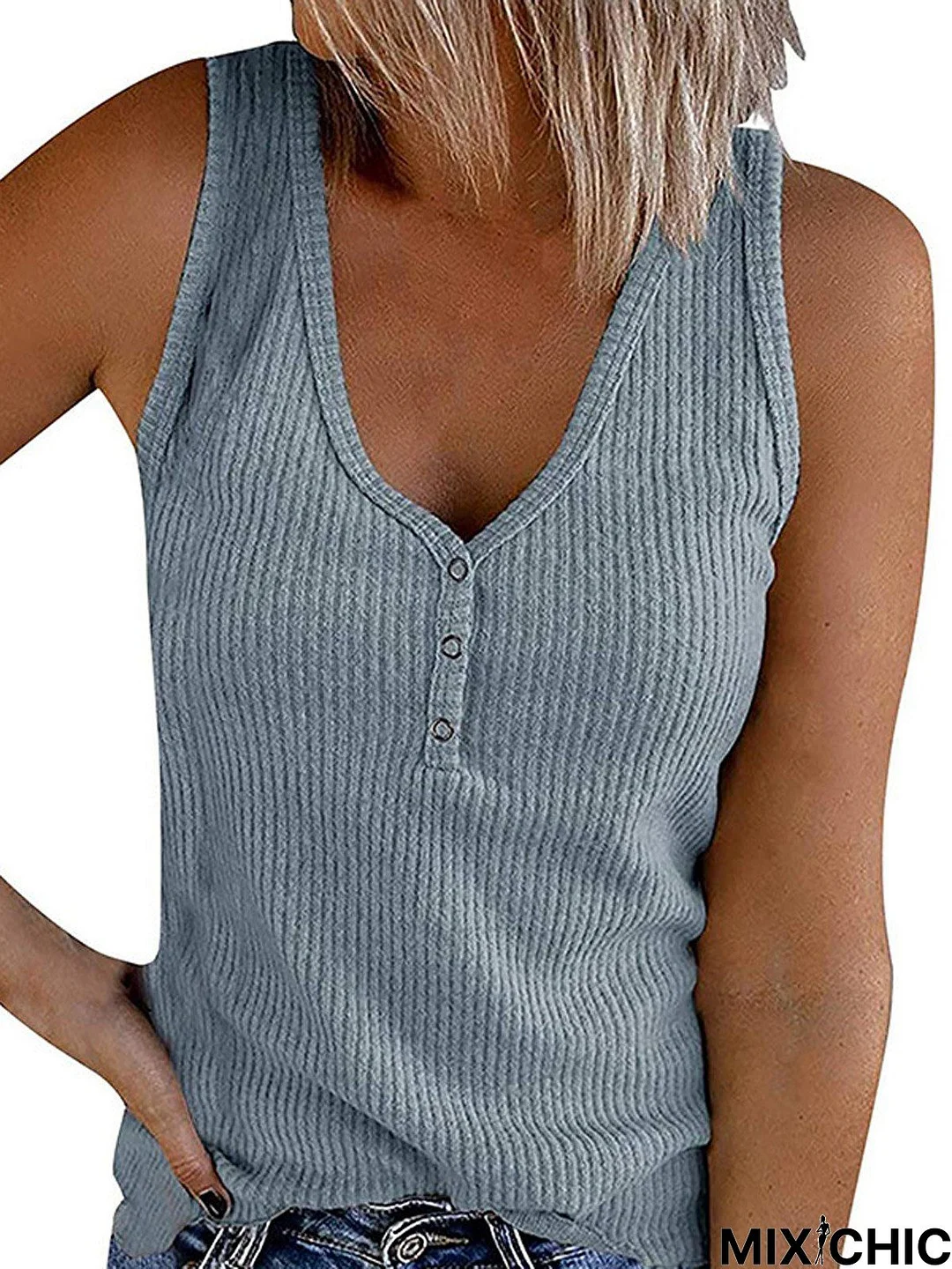 Sheath Sleeveless Casual Crew Neck Tank & Cami