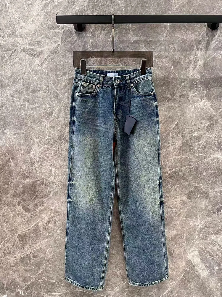 American Style Vintage Women's Jeans New Slimming Straight-Leg Trousers High-Waisted Loose-Fit Design Sensibility Trendy