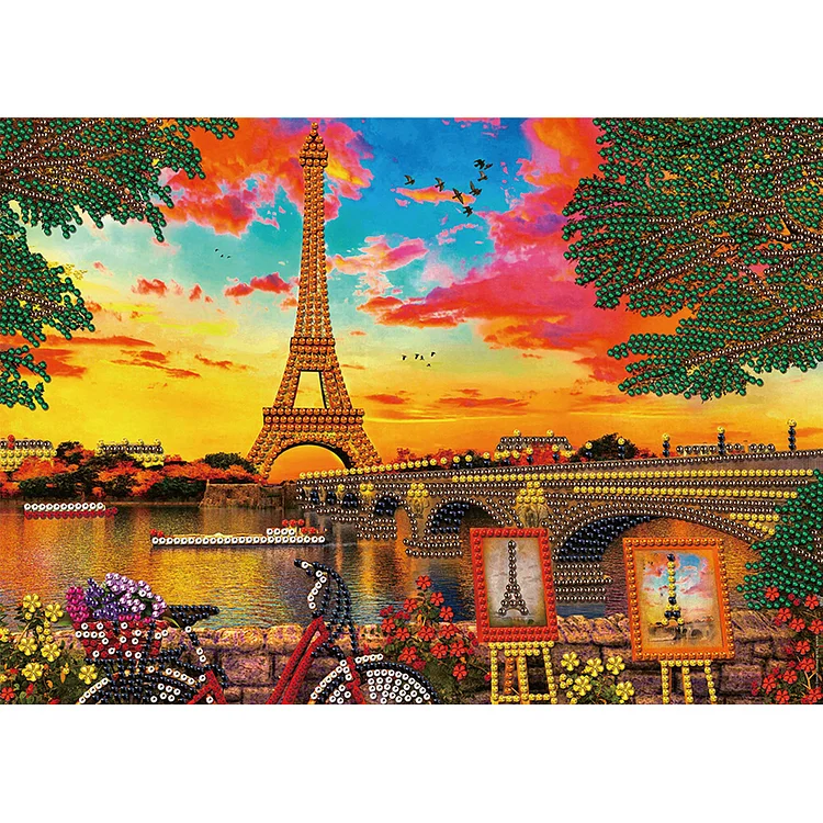 Partial Drills Special-shaped Drill Diamond Painting - Eiffel Tower - 40*30cm