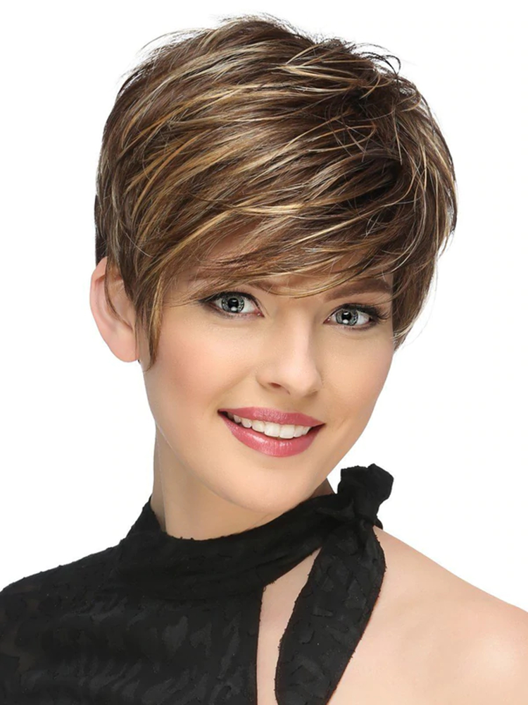 Olive Wigs Short Textured Wigs with Bangs for Women Synthetic Hair Wigs