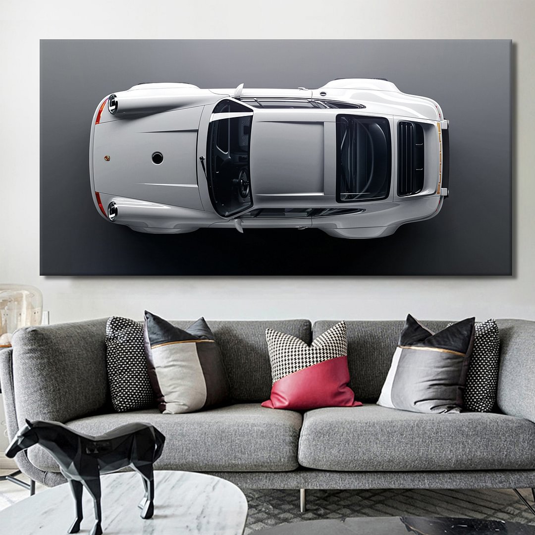 Porsche 911 White Canvas Wall Art