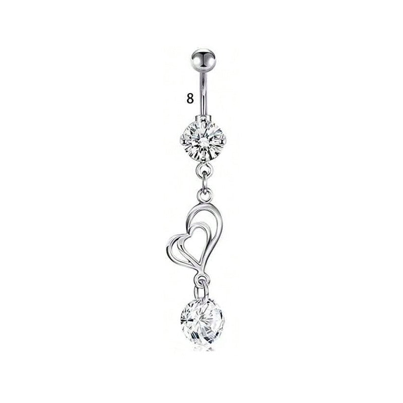 1 Piece Belly Rings Minimalist Classic Style Water Droplets 304 Stainless Steel Inlay Zircon Belly Rings