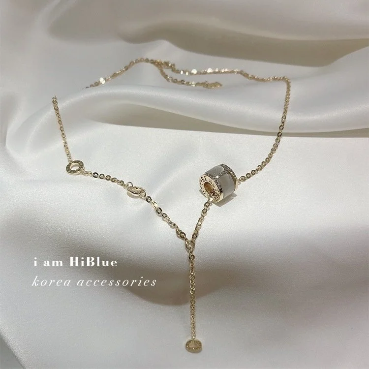 Zirconia Studded Hoop Necklace