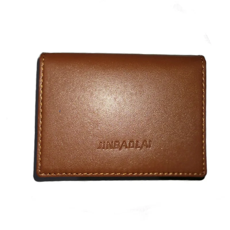 JINBAOLAI Plain Weave Men's Card Holder PU Leather Business Card Holder Card Holder PU Fashion Male Wallet