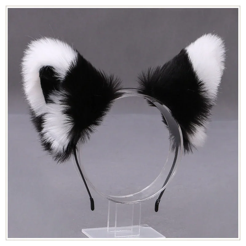 Billionm OJBK Fox Ear Headband Anime Cosplay Beast Ear Wolf Ears Girls Kawaii Handmade Plush Animals Hair Hoop Cute Cat Hair Accessories