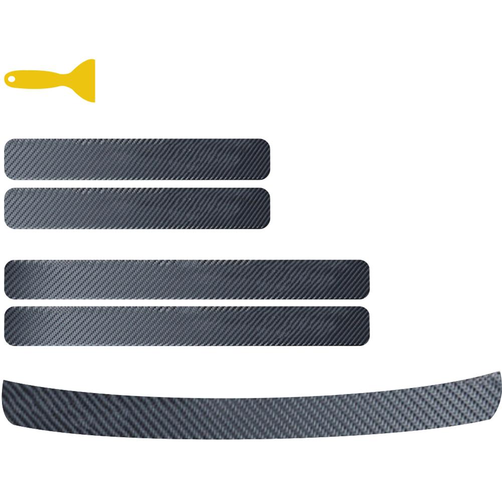 

5pcs Car Stickers 3D Carbon Fiber Door Sill+Rear Bumper Anti Scratch Decals, 501 Original