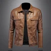 New Men's Lapel Leather Jacket