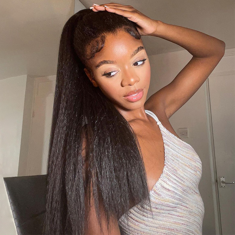 Kinky Straight 12A Warp Around Ponytails 100% Human Hair Ponytails