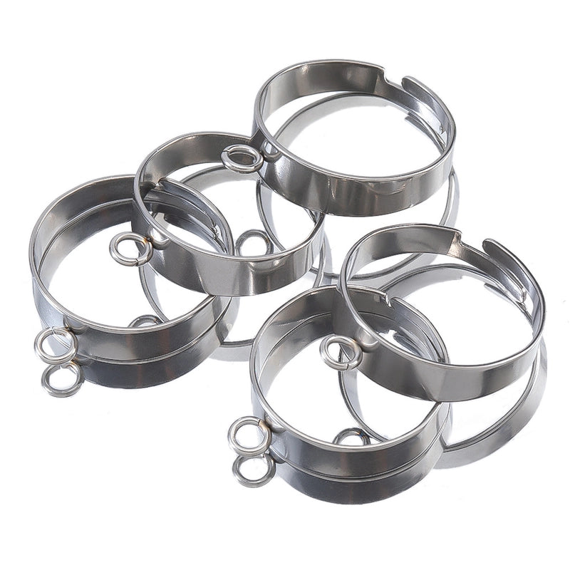 10 PCS/Package Diameter 19mm 304 Stainless Steel Round Polished Pendant Ring Base Support Jewelry Accessories