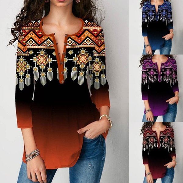 New Summer Women‘s Fashion Tops Long sleeve T-shirt V-neck printed Casual Plus Size blouse (S-5XL) - Shop Trendy Women's Fashion | TeeYours