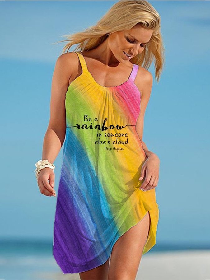Colourful Gradient Rainbow Beach Dress