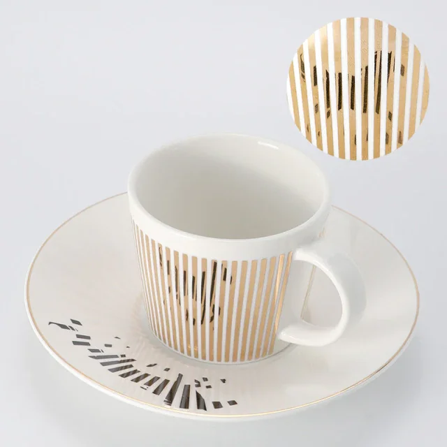 Mirror Cup Saucer - Creative Luxury Art Phantom Inverted Cup Gold Inlaid Porcelain Tea Cup Saucer