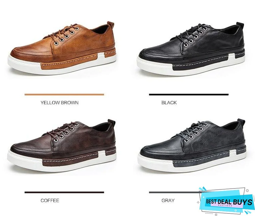 Casual Shoes Men Fashion Vintage Shoes Brown Brand Male Shoes Genuine Leather Men's Leisure Shoes