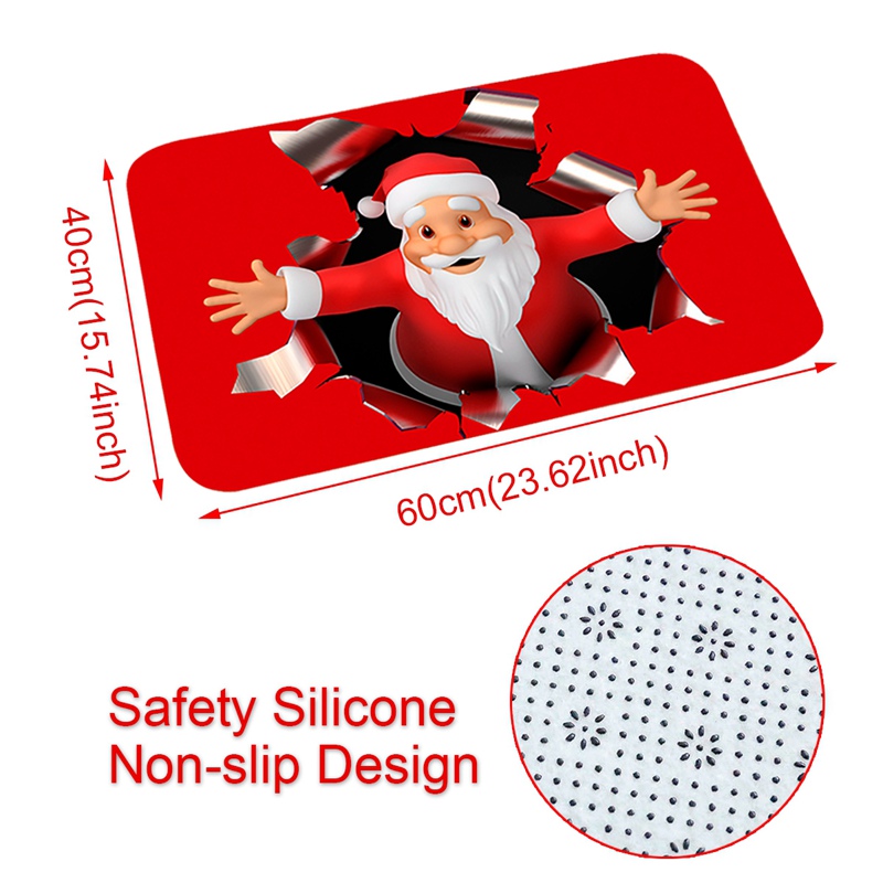 Tegooe Christmas Pattern Entry Mat - Non-Slip IndoorOutdoor Festive Doormat