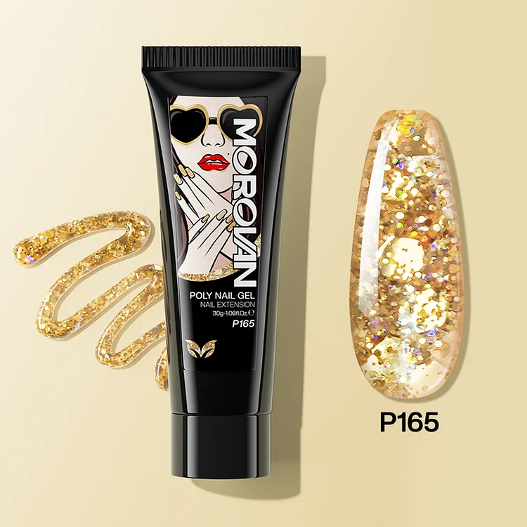 Golden Yellow Glitter Poly Nail Gel 30ml