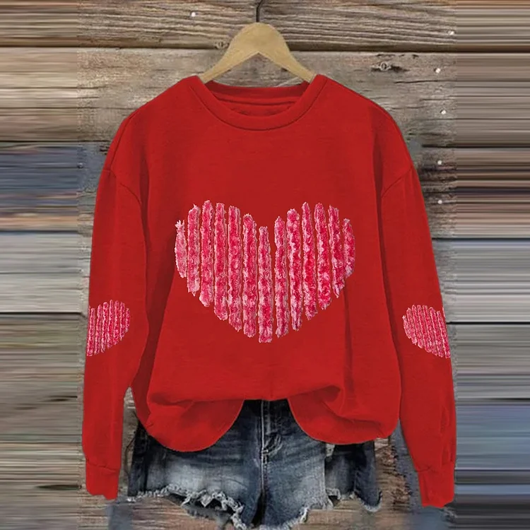 Comstylish Women's Casual Heart Art Printed Sweatshirt