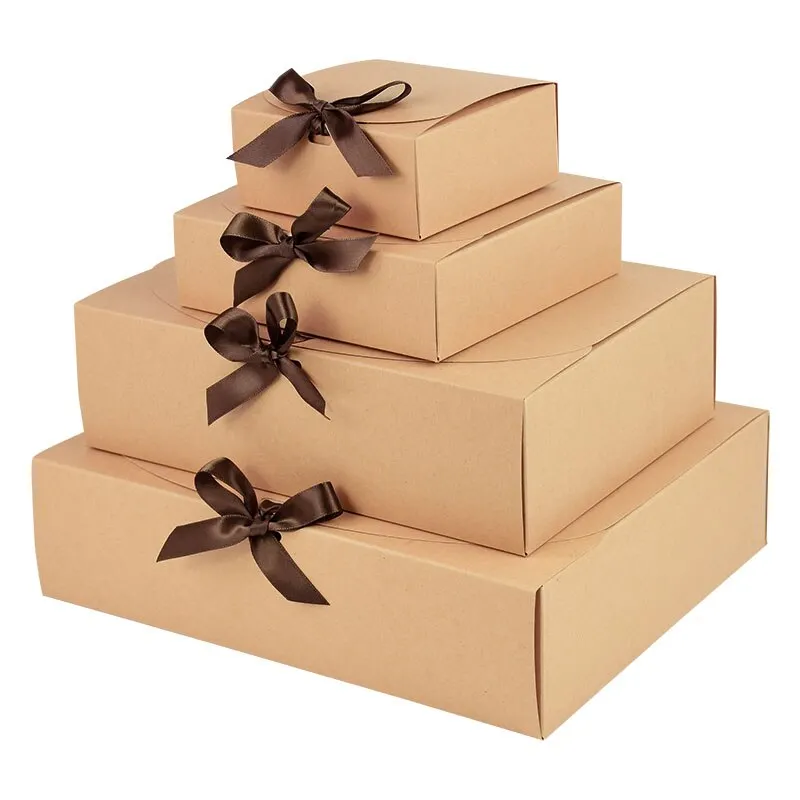 5Pcs White Kraft Paper Gift Box Wedding Birthday Party Hnadmade Cookie Candy Storage Packaging Box Christmas Decoration for Home