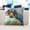 Dachshund Stamped Cross Stitch Pillow Cover Kit 11CT 3 Strands 45x45cm Handmade Embroidery Cushion Cover for tapestrymarket