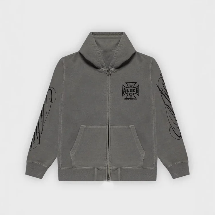 Athvotar Athvotar Fashion Design Print Zipper Water Wash Old Cardigan Trinkets